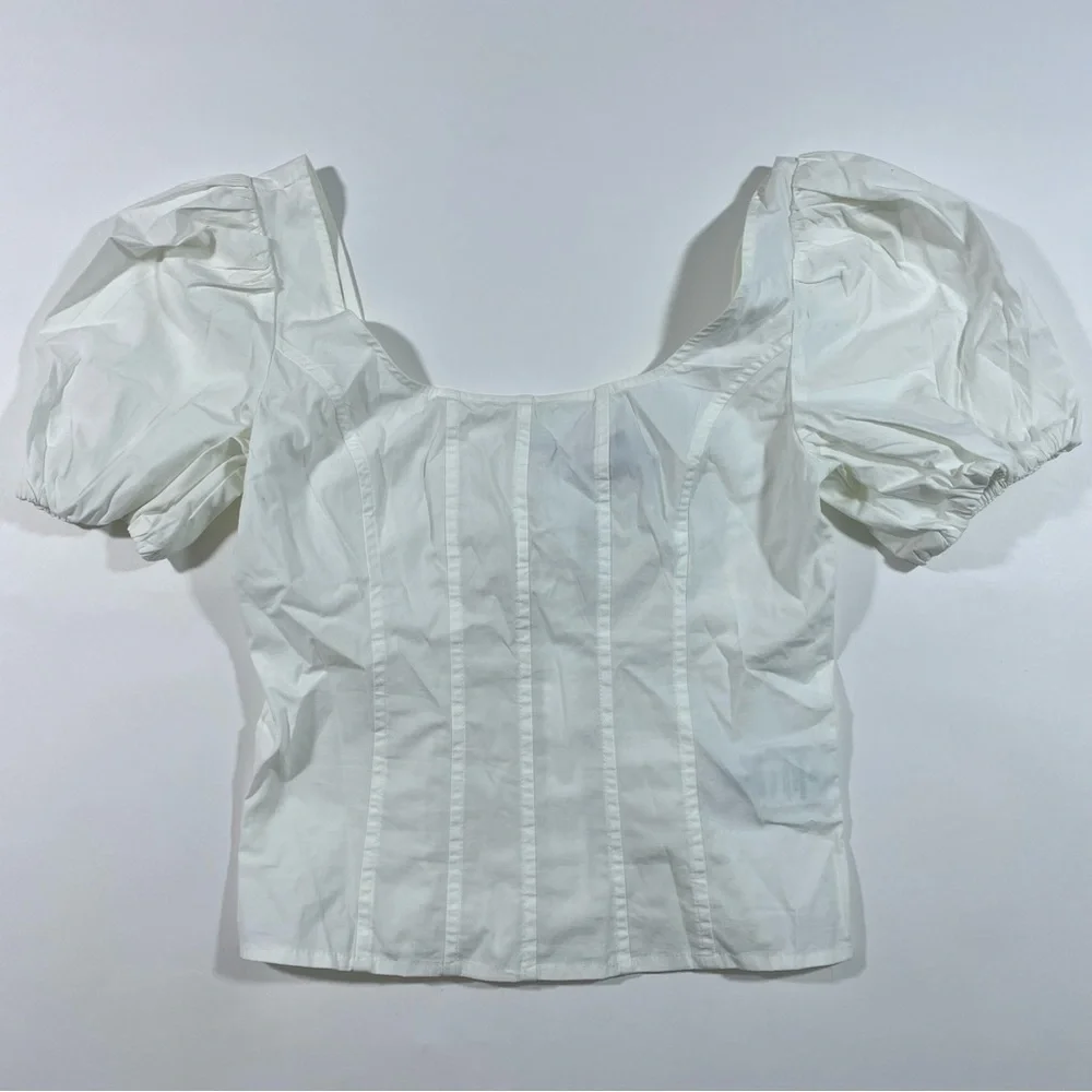 J Crew Puff Sleeve Squareneck Top Cotton BR057
